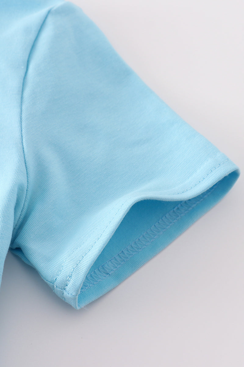 Blue fish applique bubble