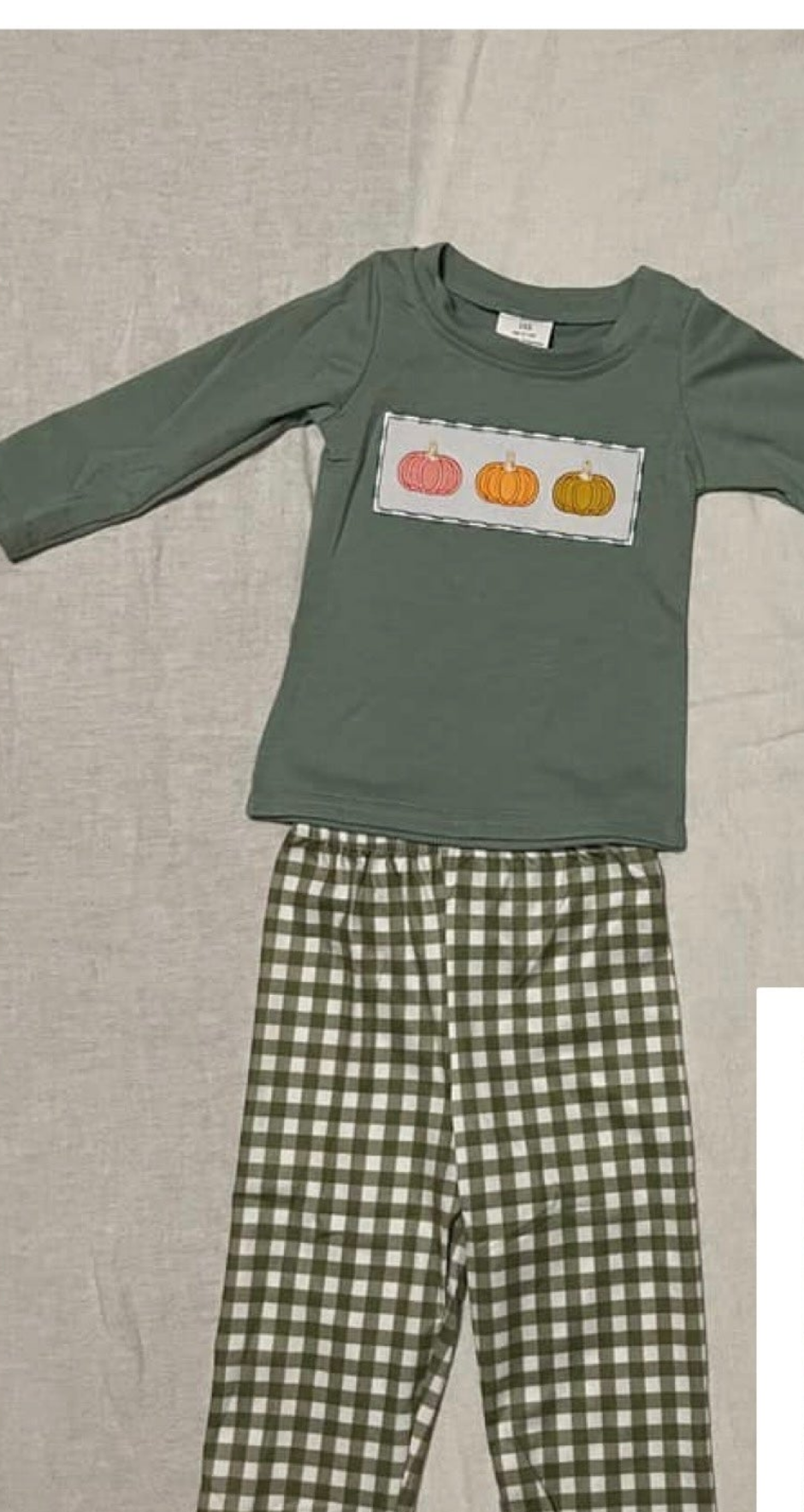 Green Plaid Pumpkin Pants set