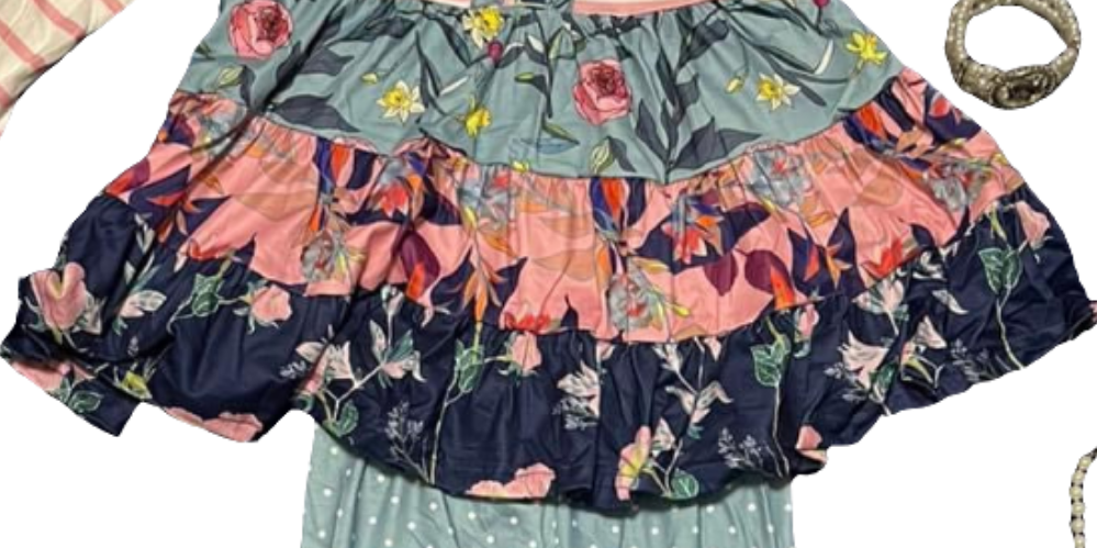 Kids Pink and Blue Three Tiered Two Piece Fall Winter Set
