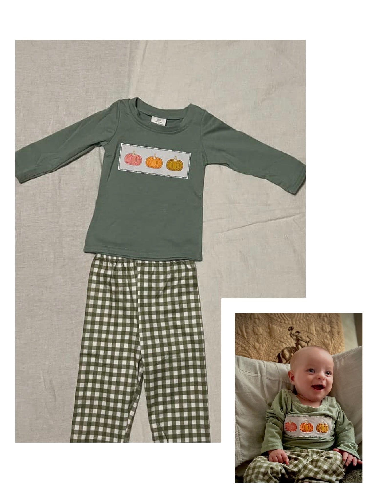 Green Plaid Pumpkin Pants set