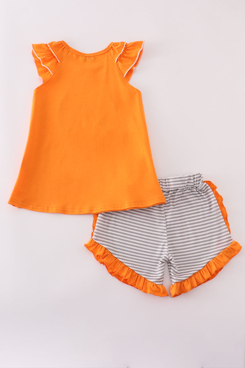 Orange I love Tennessee applique ruffle shorts set