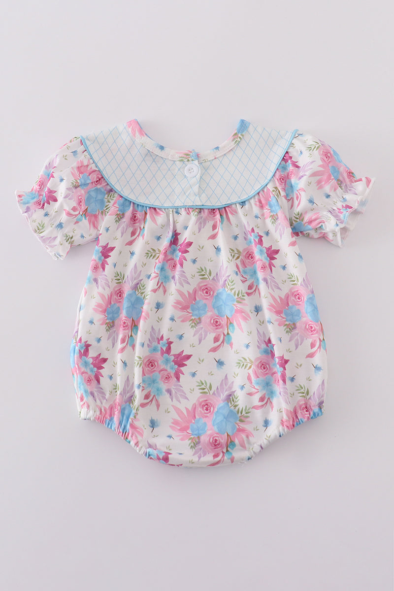 Blue petal meadow embroidery girl bubble