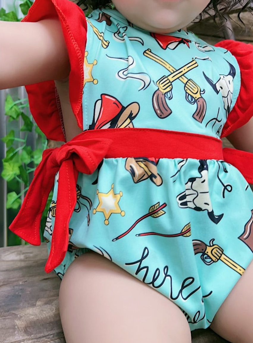Western/Gun Printed Baby Romper