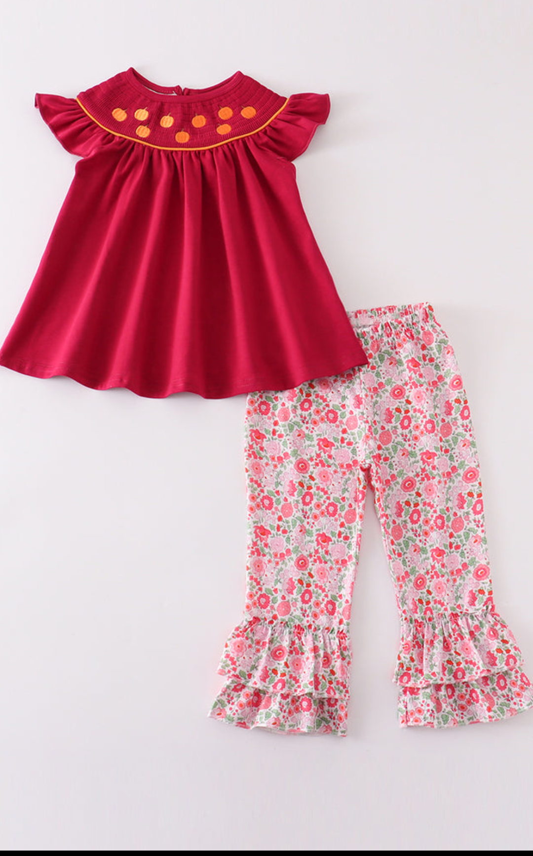 Plume Pumpkin Embroidery girl set