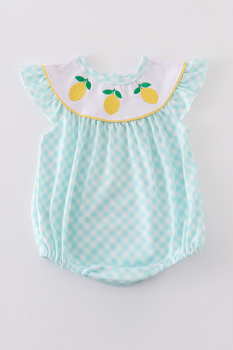 Mint lemon embroidery girl bubble