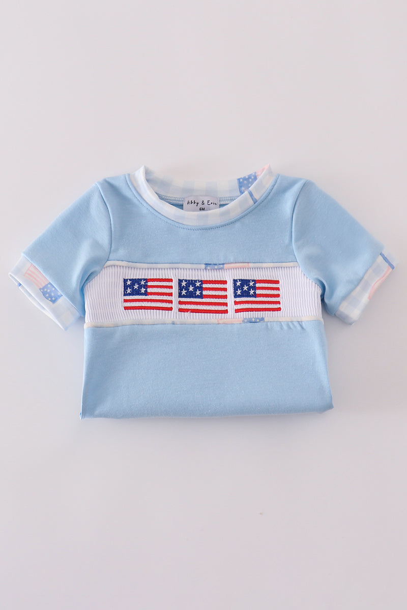 Blue flag embroidery bubble