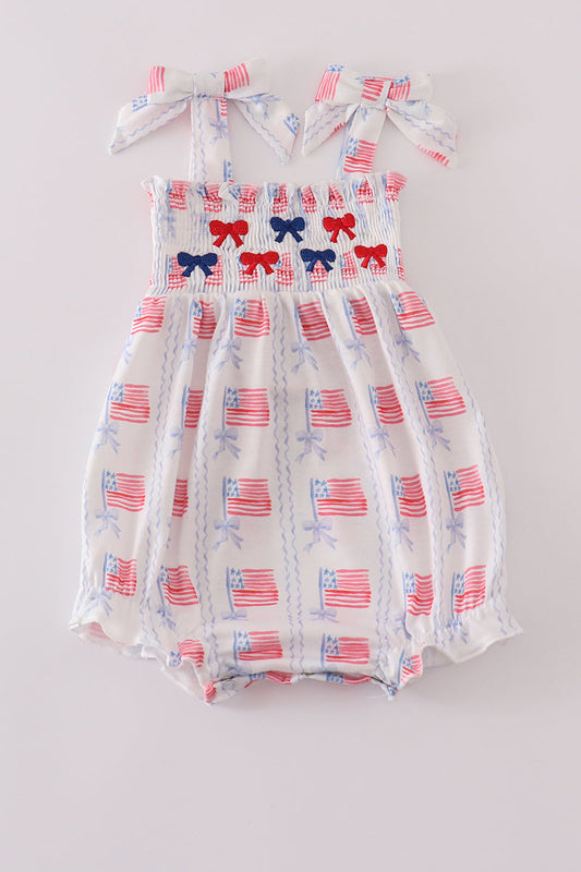Bow embroidery smocked bubble