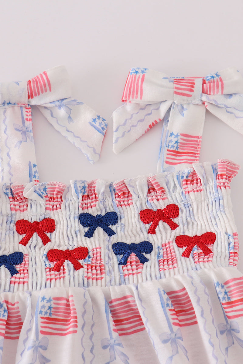 Bow embroidery smocked bubble