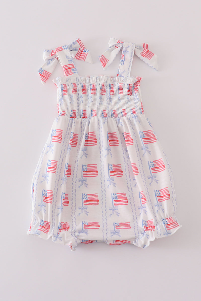 Bow embroidery smocked bubble