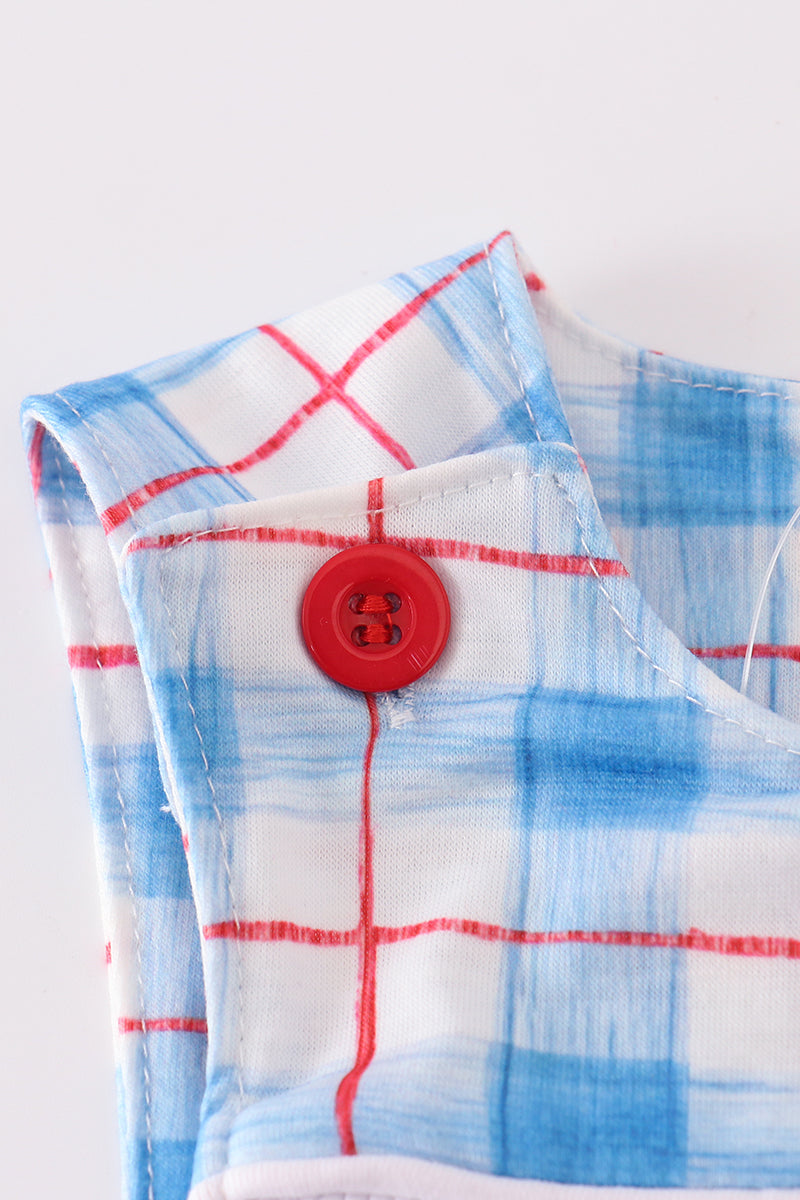 Flag embroidery smocked plaid jonjon
