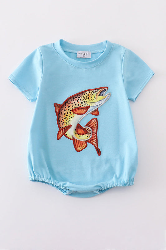 Blue fish applique bubble