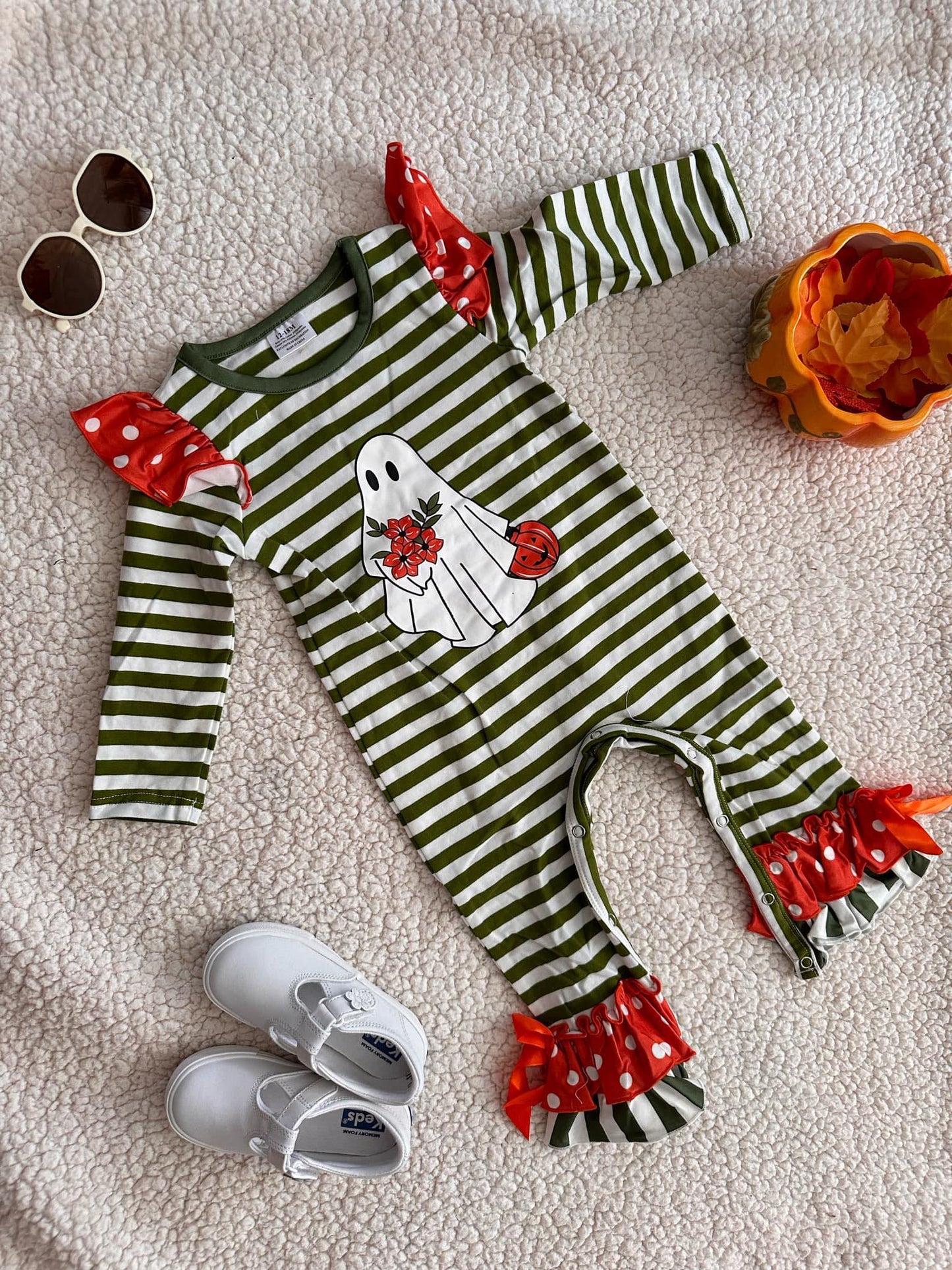 Halloween Stripe Ghost Romper