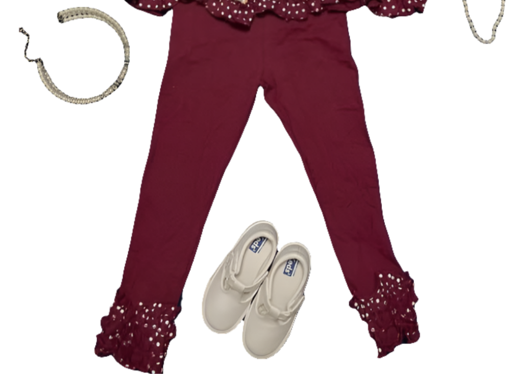 Kids Wine Floral Ruffle Pant Two Piece Fall Winter Set