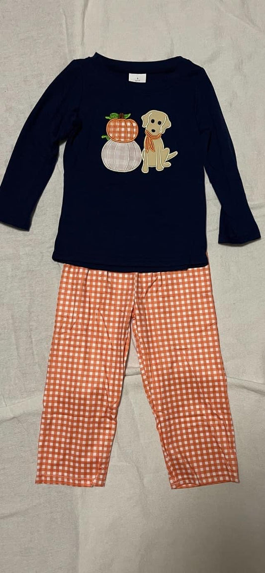 Pumpkin Plaid Pants Set