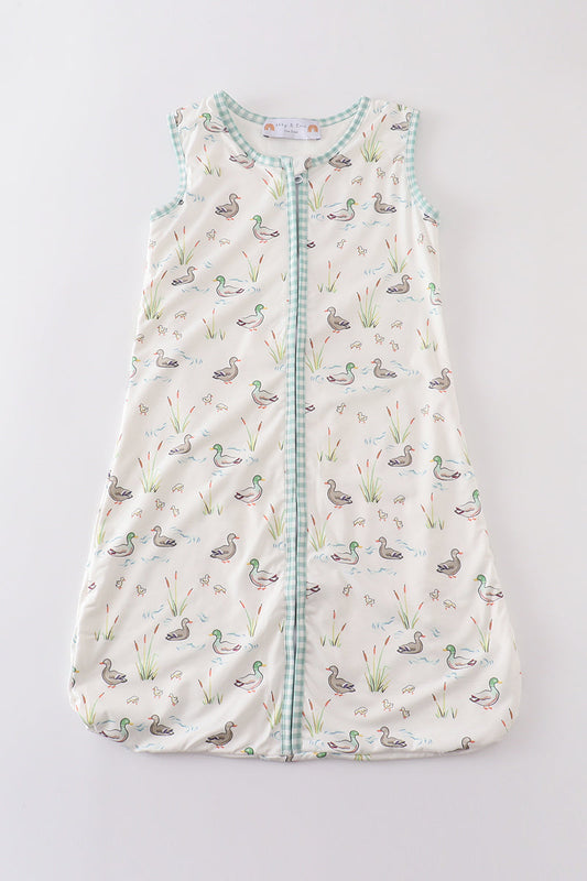 Sage duck baby gown