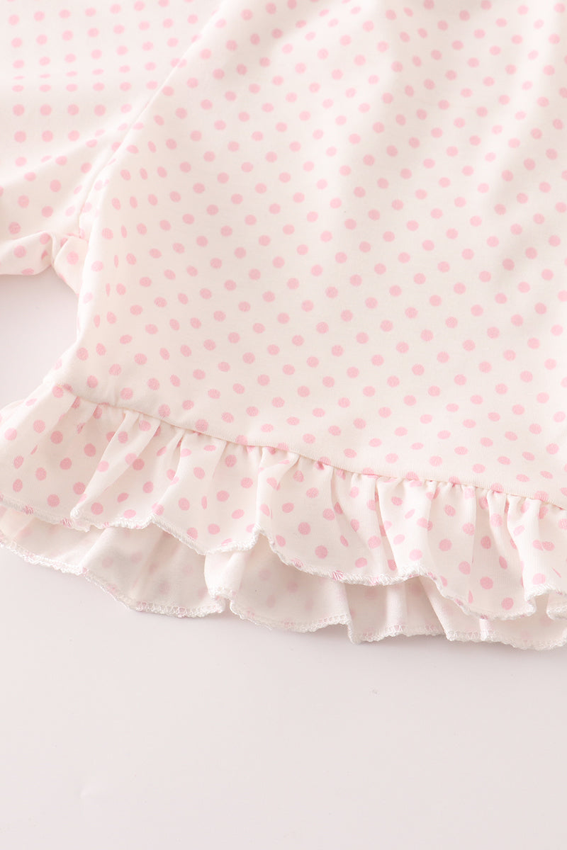 Pink cow embroidery girl set