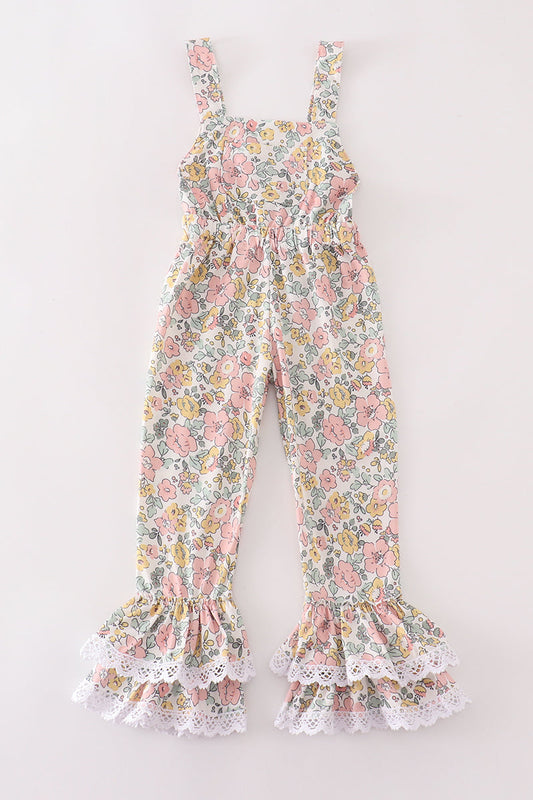 Floral print girl jumpsuit