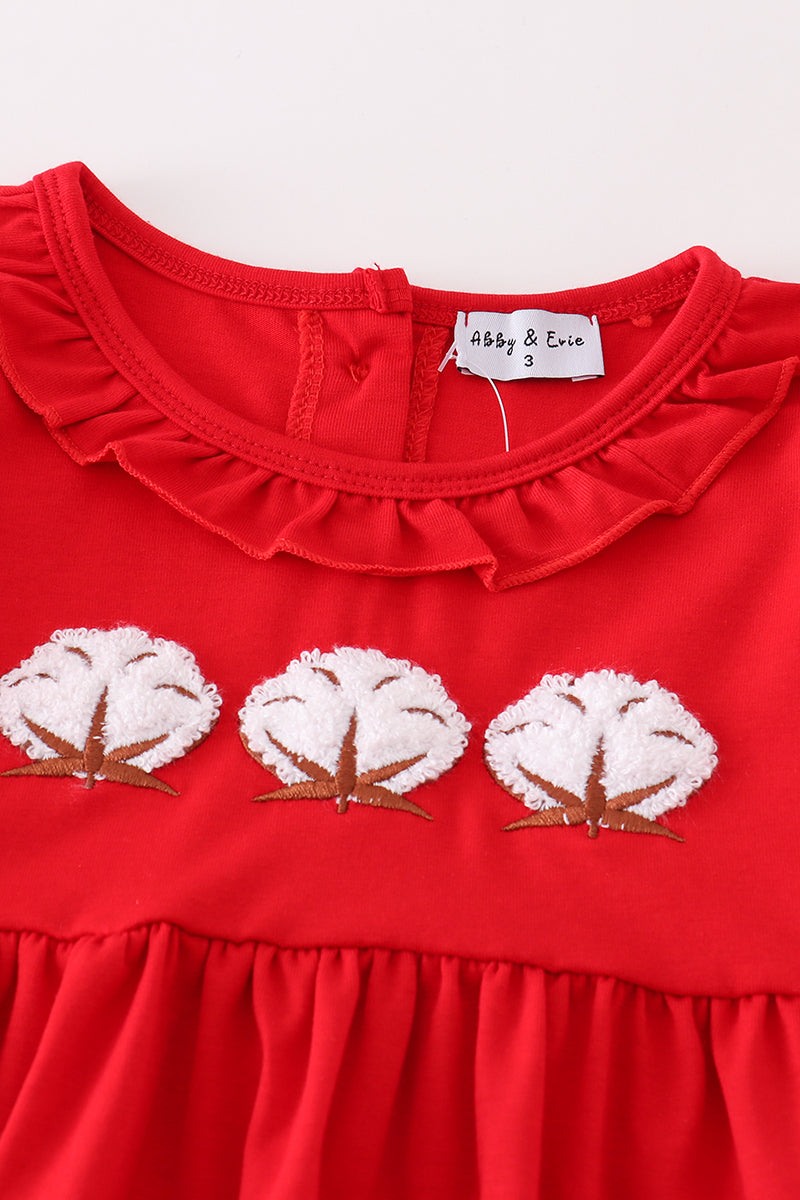 Maroon cotton french knot girl set