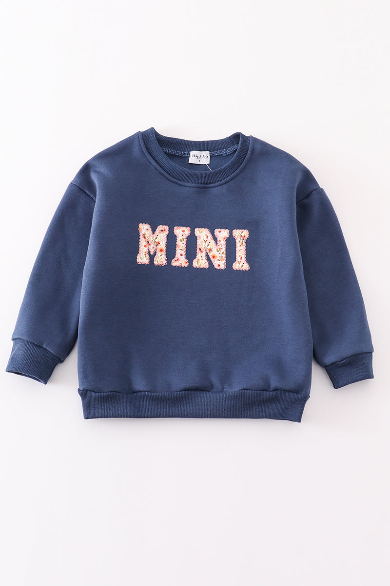 Navy MAMA&MINI applique fleece mom&me sweatshirt