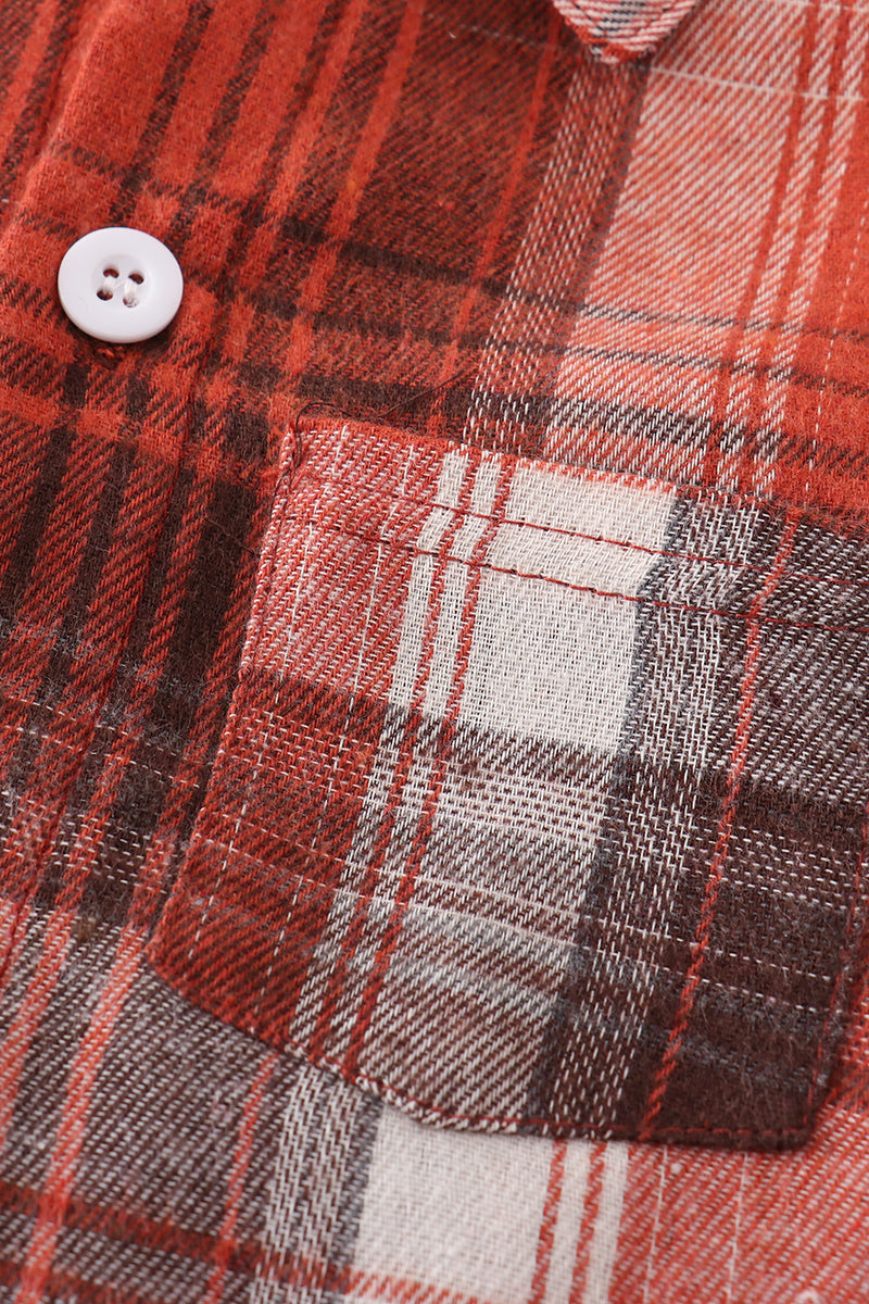 Rust plaid boy button down shirt