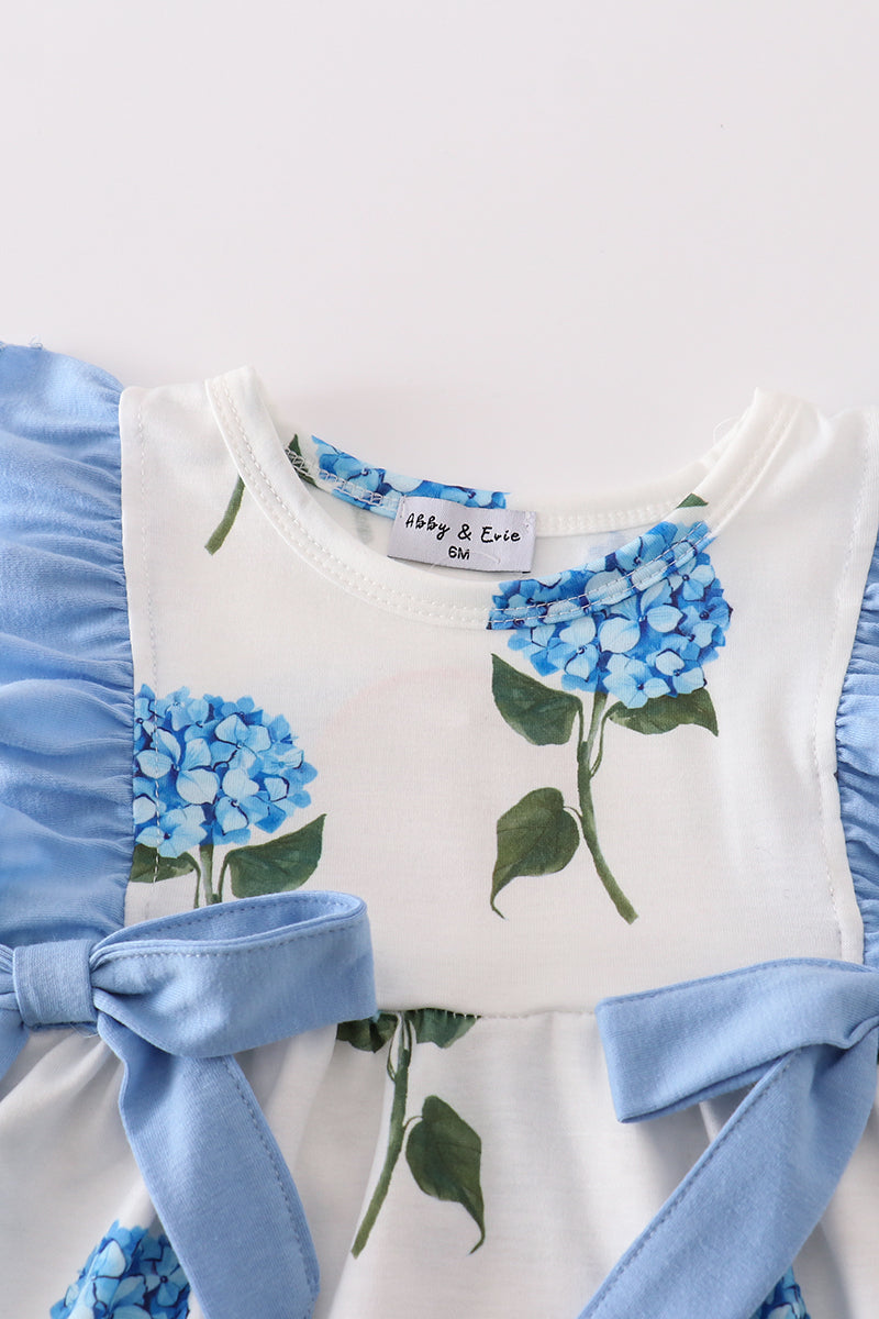 Blue hydrangea print girl bubble