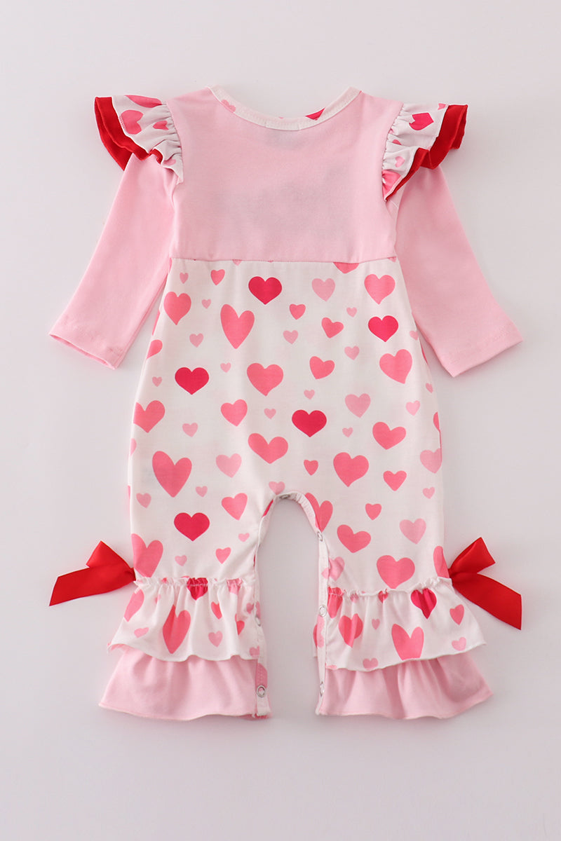 Pink love french knot girl romper