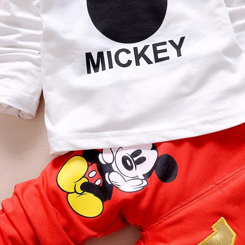 New Children Clothes Set Kids Boy Girl Long Sleeve T Shirts+Pants+Coat 3 PCS Mickey Autumn Outwear Suit Toddler Sport Tracksuit