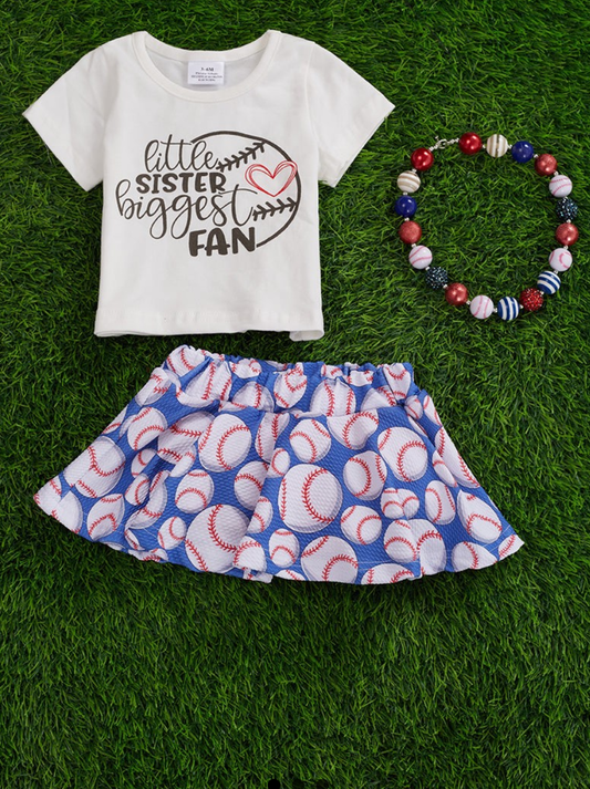 Little Sister Baseball Shirt with Skirt