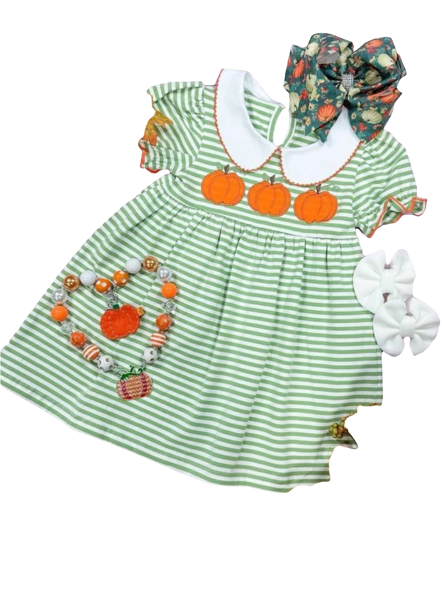 Green Striped Pumpkin dress