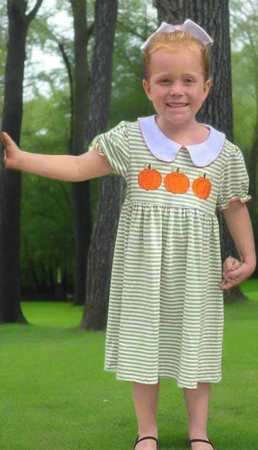 Green Striped Pumpkin dress