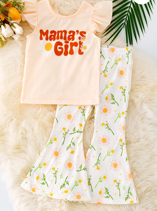 Mama's Girl Daisy Printed Top and Floral Bottom